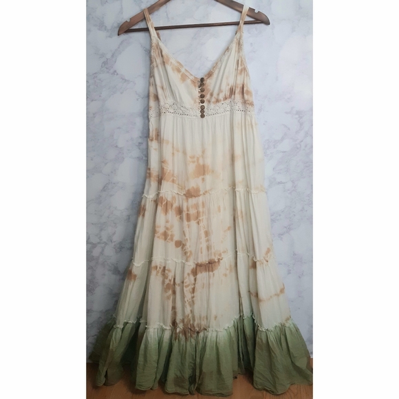 Vasna Desire Dresses & Skirts - Boho Tie Dyed V Neck Maxi Dress